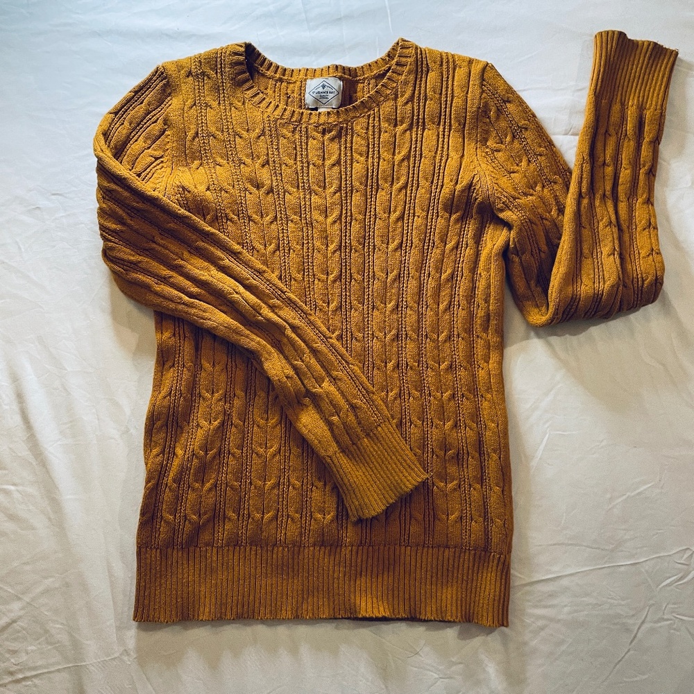 St. John's Bay Cable Knit Crew Neck Sweater Caramel Women's M